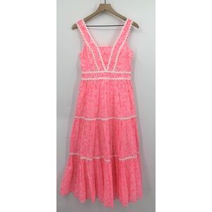 Lilly Pulitzer Dress Womens 0 Pink Neon Long Midi Invest A Gator Coastal Beachy